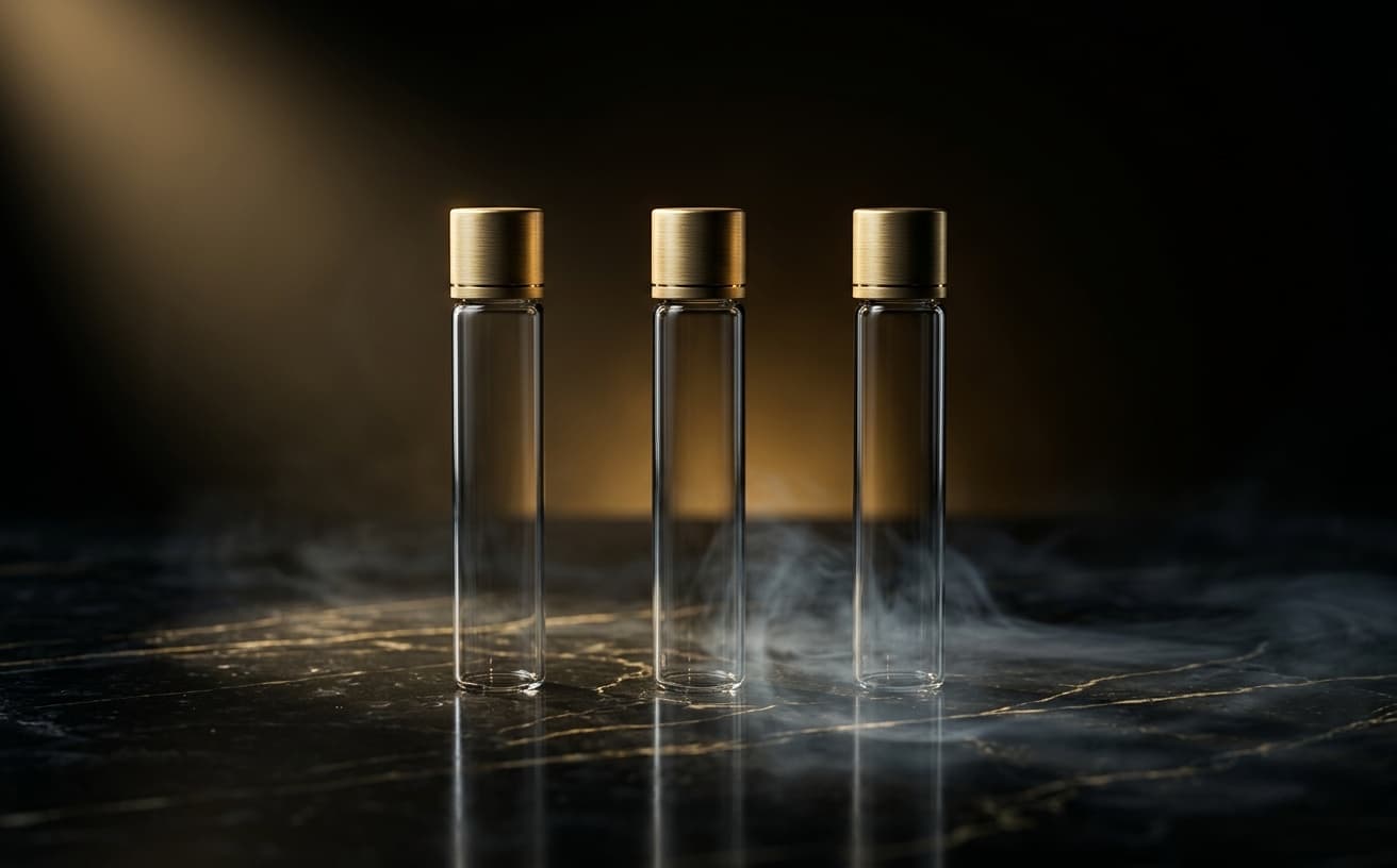 Sealed glass vials in soft natural daylight
